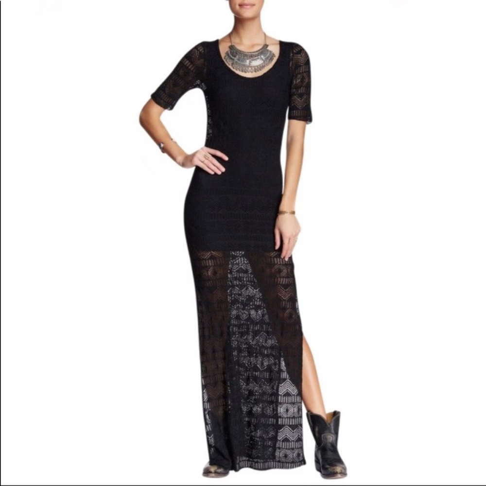 Free People black maxi sheer dress NWOT